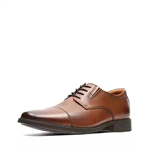 Clarks Men's Tilden Cap Oxford Shoe Dark Tan Leather