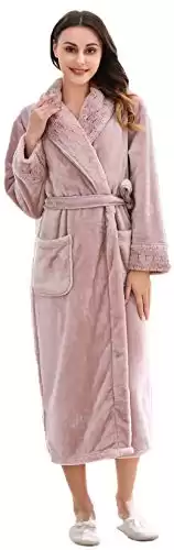 Womens Soft Premium Flannel Fleece Bathrobe