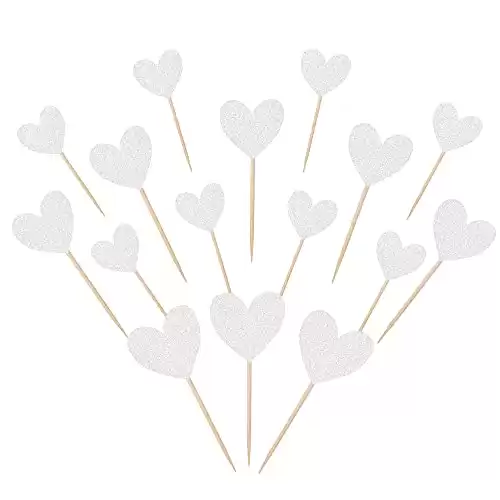 30 PCS Love Heart Cupcake Toppers Glitter