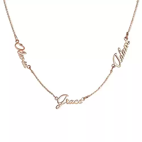 Custom 3 Name Necklace Personalized 18k Gold Plated