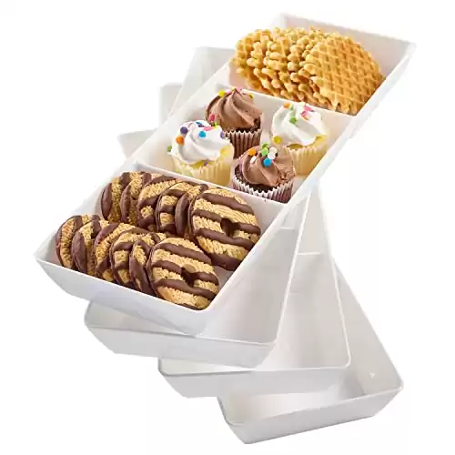 Acrylic Avant White Plastic Divided Serving Trays