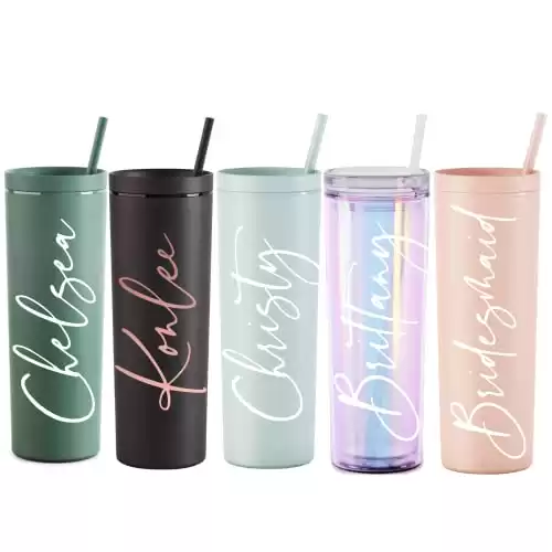 Personalized Tumbler With Lid and Straw