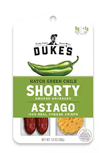 Duke's Hatch Green Chile Shorty Smoked Sausages & Asiago Cheese Crisps, 1 Oz