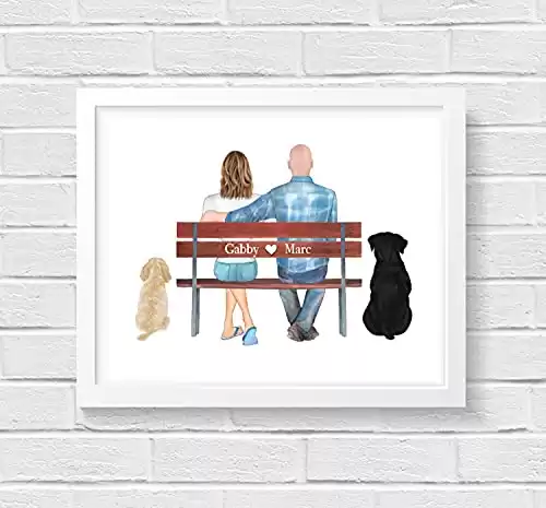 Personalized Gift For Couple and Dog Print