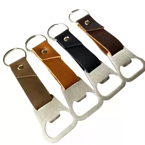 Personalized Bottle Opener Keychain Leather