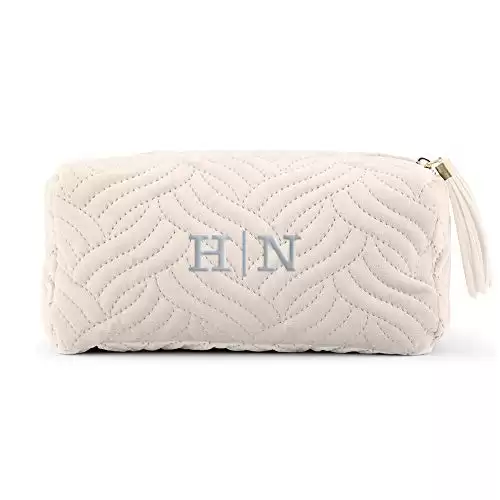 Personalized Velvet Quilted Makeup Bag