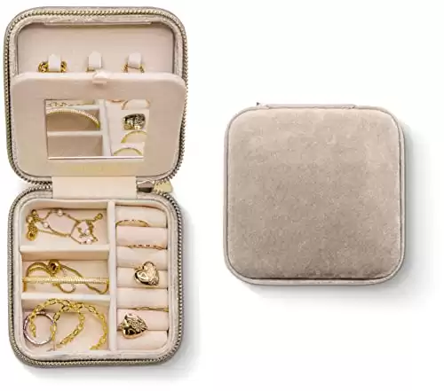 Plush Velvet Travel Jewelry Box Organizer