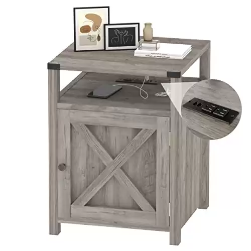 Farmhouse Nightstand with Charging Station