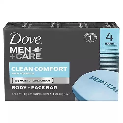 Dove Men Care Body + Face Bar Soap, Clean Comfort Mild Formula, 3.51 oz (100g) - 4 Bars4