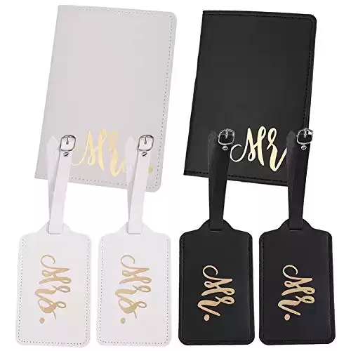 4 Pieces Mr and Mrs Bridal Luggage Tags