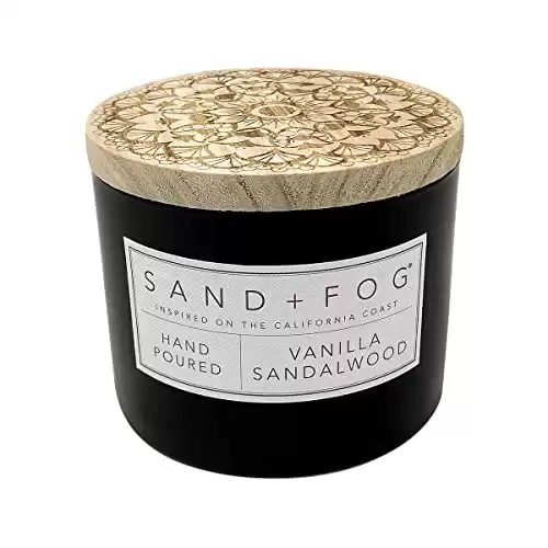 Sand + Fog Scented Candle - Vanilla Sandalwood – Additional Scents and Sizes – 100% Cotton Lead-Free Wick - Luxury Air Freshening Jar Candles - Perfect Home Decor – 12oz