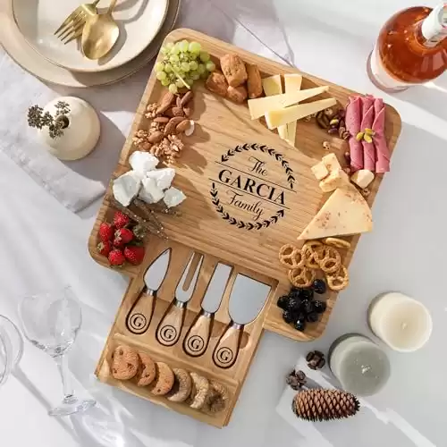 Personalized Charcuterie Board Cheese Board and Knife Set