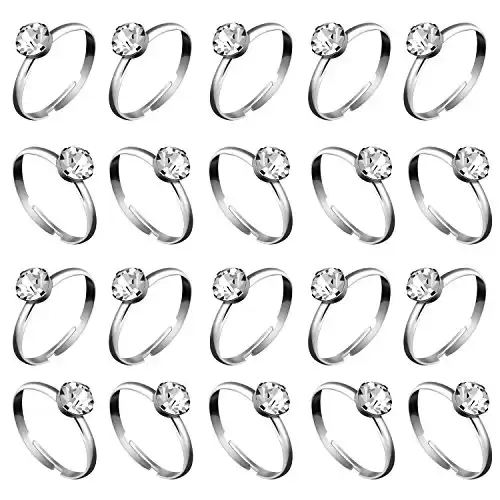 Whaline 36 Packs Silver Diamond Engagement Rings