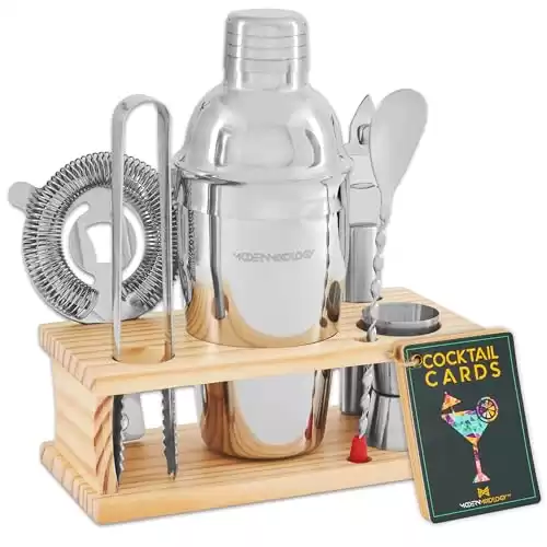Mixology Bartender Kit - 8-Piece Silver Cocktail Shaker Set