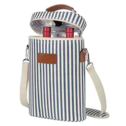 2 Bottle Wine Gift Tote Carrier - Leakproof & Insulated & Padded Versatile Cooler Bag for Travel
