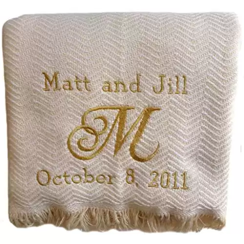 Custom Embroidered and Personalized CottoN Throw