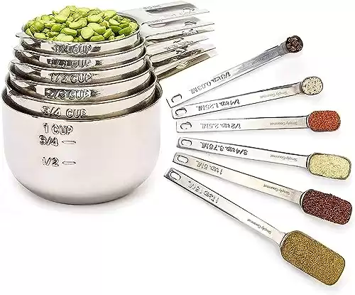 Measuring Cups and Spoons Set of 12 Stainless Steel