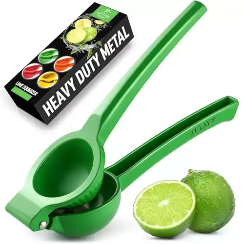 Zulay Premium Quality Metal Lime Squeezer, Citrus Juicer, Manual Press for Extracting the Most Juice Possible - Lime Juicer (Green)