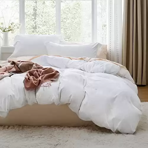 Bedsure White Duvet Cover Queen Size