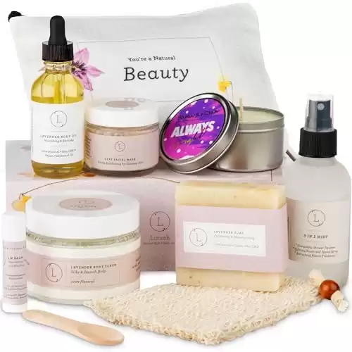 9 Piece Relaxing Spa Gifts For Women - All Natural Lavender Bath Relaxation Gift Sets