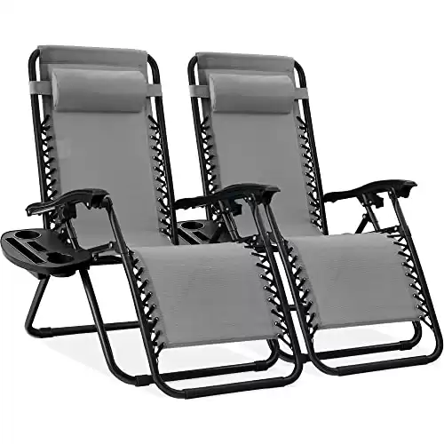 2 Adjustable Steel Mesh Zero Gravity Lounge Chair Recliners