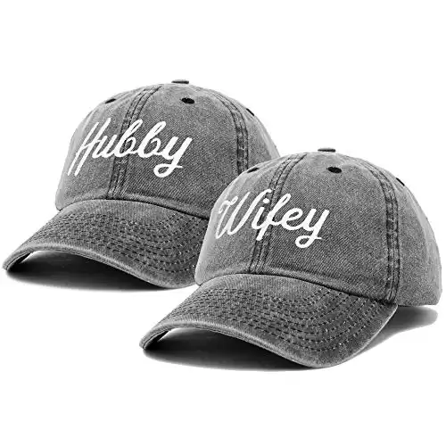 Wifey Hubby Baseball Caps Gift Set of 2