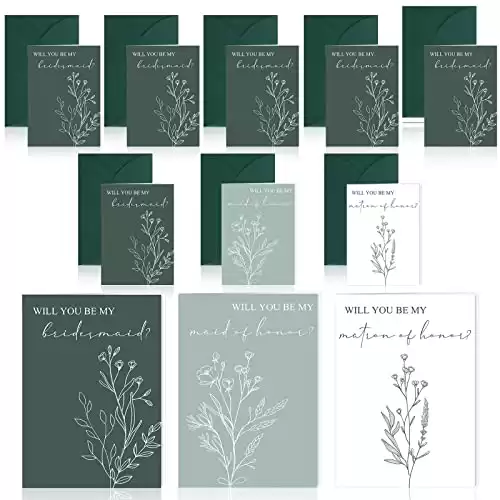 16 Pcs Will You Be My Bridesmaid Cards with Envelopes