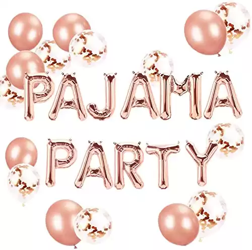 Set of 11 Rose Gold PAJAMA PARTY Balloons