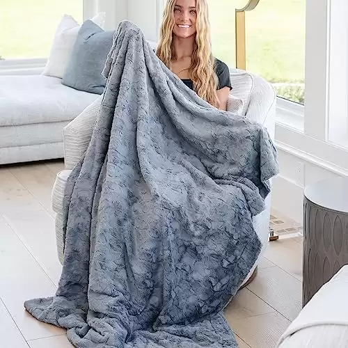 GRACED SOFT LUXURIES Throw Blanket Softest Warm Elegant Cuddly Cozy Comforting Faux Fur for Couch, Sofa, Bed, Chair, Living Room (Solid Gray, Large 50