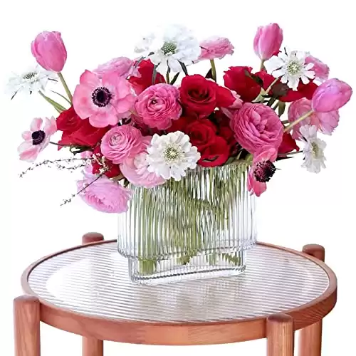 Ribbed Glass Vases for Flowers