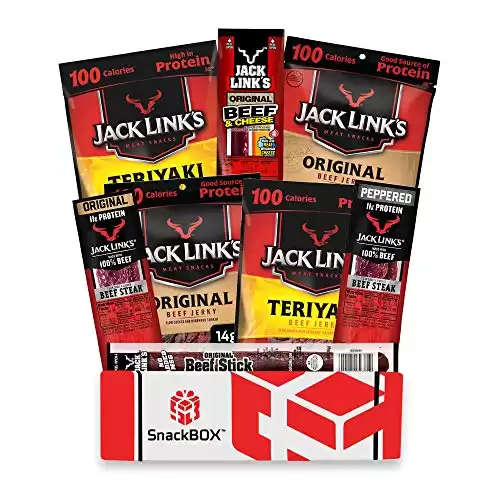 Jack Link's Beef Jerky Care Package Variety Pack | Gift Basket | Snack BOX (8 Items) Great for Christmas Treats, Date Night, College, Gift for Guys, Camping, Hunting and Much more! | by SnackBOX