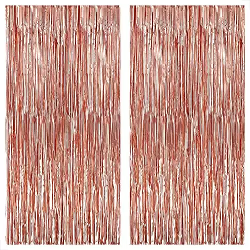 Rose Gold Fringe Curtain Pack of 2