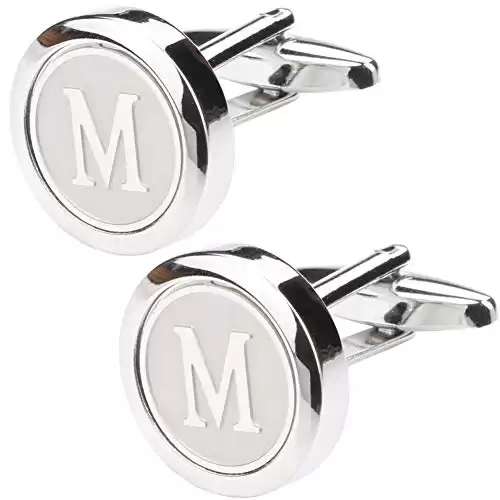 Mens Classic Stainless Steel Initial Cufflinks