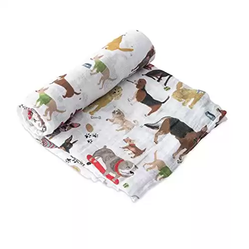 Little Unicorn – Woof Cotton Muslin Swaddle Blanket | Single | 100% Cotton | Super Soft | Newborns and Infants | Large 47” x 47” | Machine Washable
