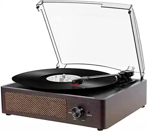 Vinyl Record Player Turntable with Built-in Bluetooth Receiver