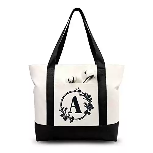 Initial Canvas Tote Bag, Personalized