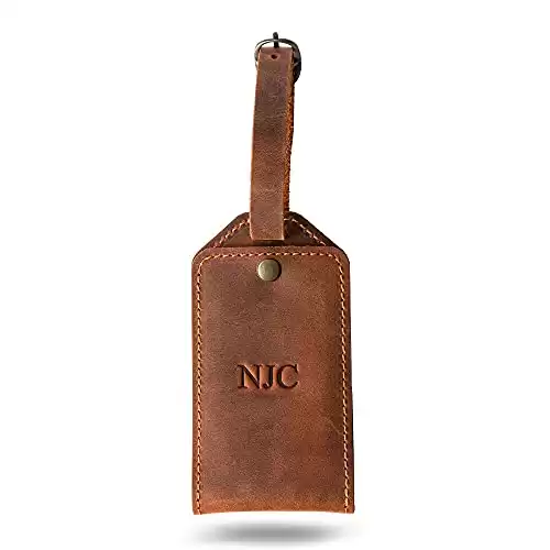 Personalized 100% Soft Touch Rustic Leather Luggage ID Tag