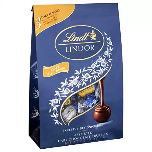 Lindt LINDOR Assorted Dark Chocolate Candy Truffles, Assorted Chocolate with Smooth, Melting Truffle Center, 15.2 oz. Bag