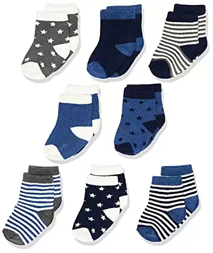 Hudson Baby baby boys Cotton Rich Newborn and Terry Casual Socks, Stars, 0-6 Months US