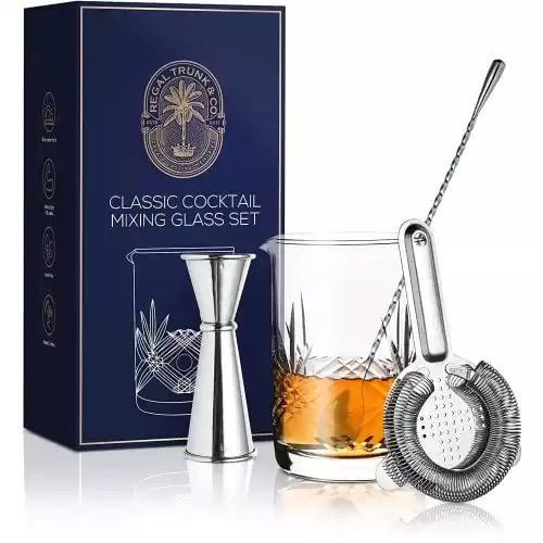 Cocktail Mixing Glass Set, Old Fashioned Kit : Stainless Steel Bar Spoon