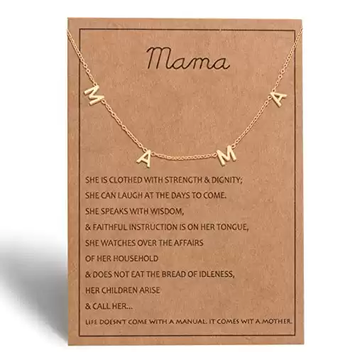 Gold Mama necklace for Women - Christmas Gifts for New Mom, Expecting Mom Gift for Pregnant Friend, Mom to be Gifts with Cards
