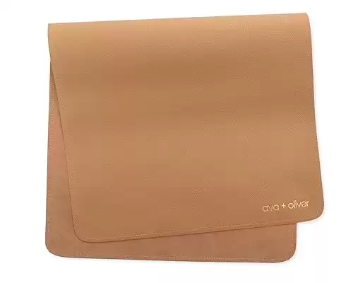 Ava + Oliver Vegan Leather Baby Changing Mat - Multipurpose Portable Wipeable Waterproof Diaper Pad - Compact for Travel (16 x 30 in) (Tan)