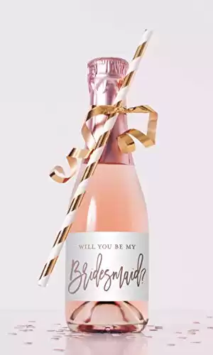 Will You Be My Bridesmaid Proposal Mini Champagne Bottle Labels - Set of 12 (Rose Gold - Not Foil)