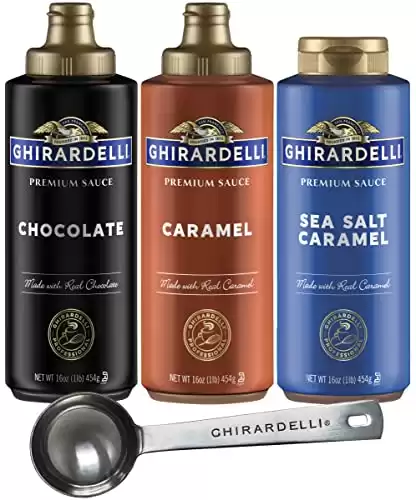 Ghirardelli - Sea Salt Caramel, Chocolate and Caramel Flavored Sauce 16 oz Bottles (Set of 3)