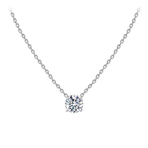 Dainty Cubic Zirconia Necklace Solitaire Necklace Sterling Silver