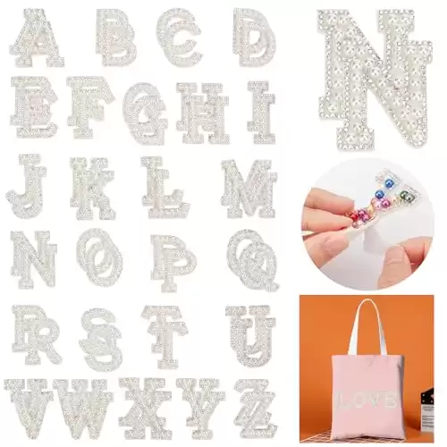 52PCS Letters Pearls Patches Self-Adhesive