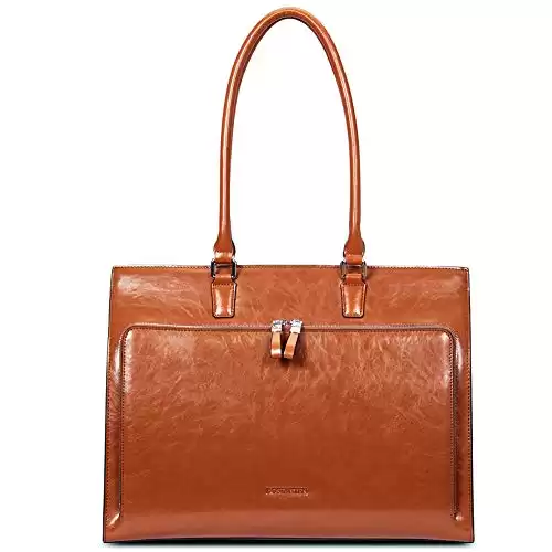 Leather Briefcase for Women Vintage 15.6 inch Laptop Bag