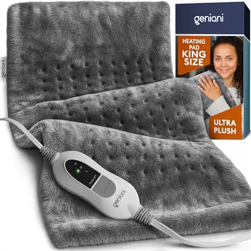 GENIANI King Size Heating Pad for Back Pain & Cramps Relief
