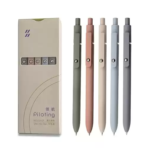 Gel Pens, 5 Pcs 0.5mm Black Ink Pens Fine Point Smooth Writing Pens, High-End Series Pens for Journaling
