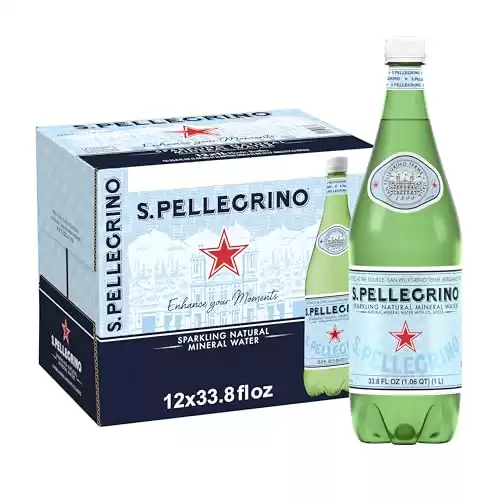 S.Pellegrino Sparkling Natural Mineral Water, 33.8 fl oz. Plastic Bottles (Pack of 12)